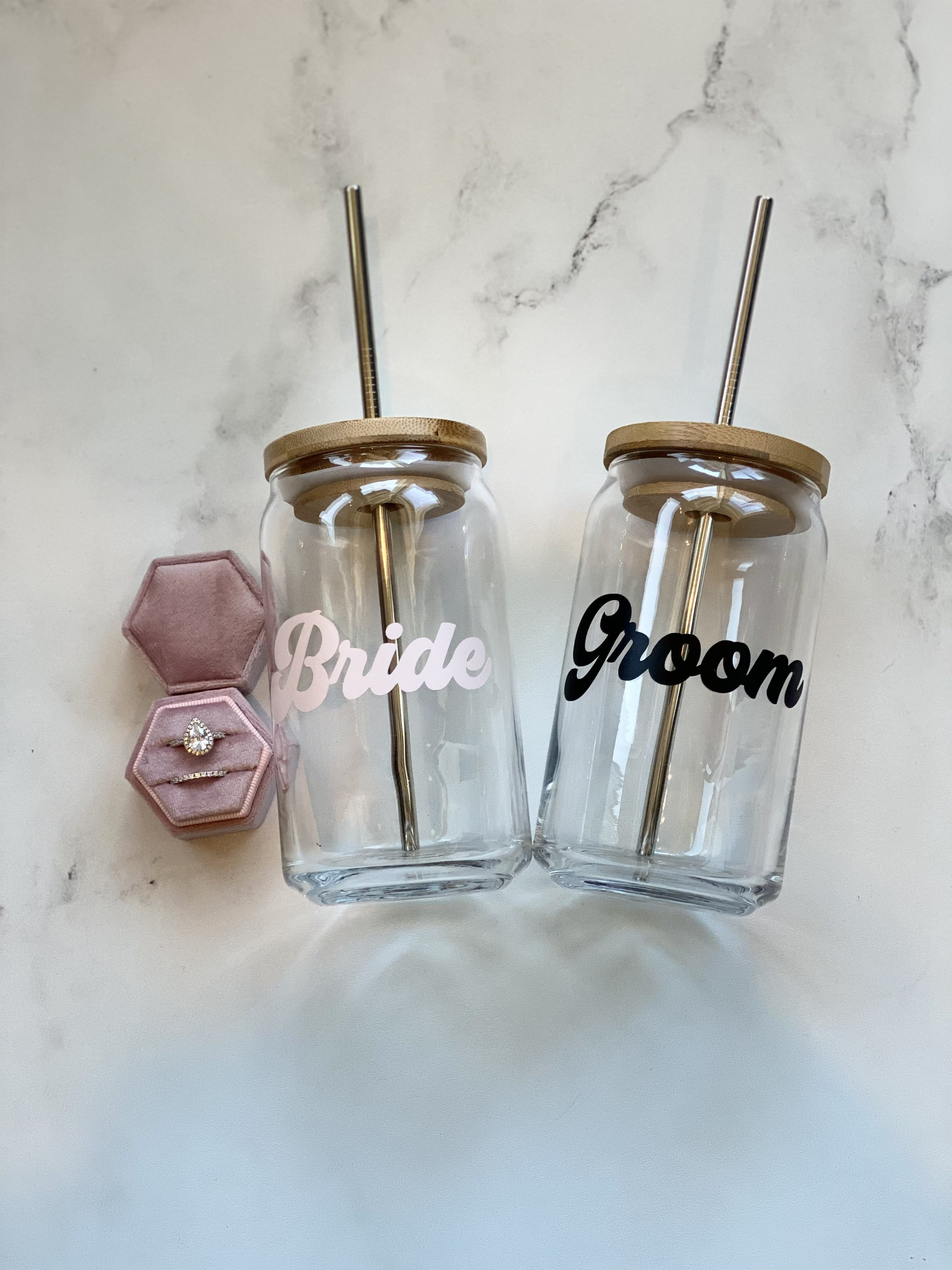 Bride Iced Coffee Cup Mrs Glass Cup With Lid Straw Bride Glass Can for  Future Mrs Engagement Bridal Shower Gift for Bride to Be EB3496BRD 