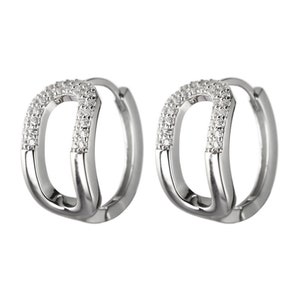 925 Sterling Silver Cubic Zirconia Huggie Hoop Earring.