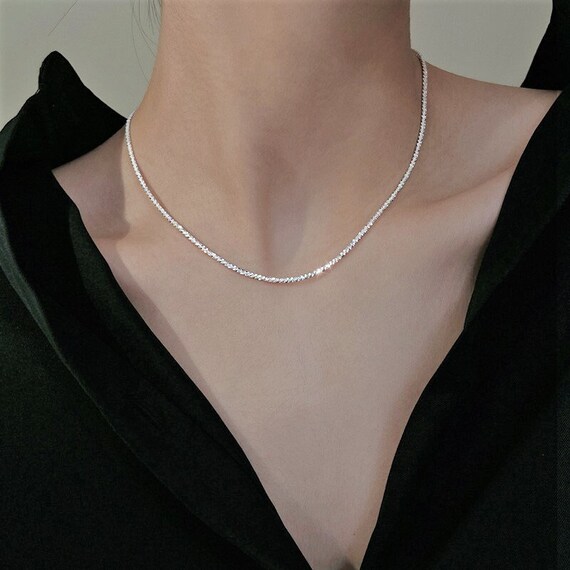Sterling Silver Soldered Ready Chain,Necklace Chain, Finished Chain, 925  Silver Chain (40cm+5cm + 15 inch+2 inch) G30011
