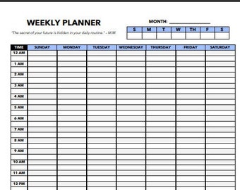 Weekly Time Planner (24 Hours)