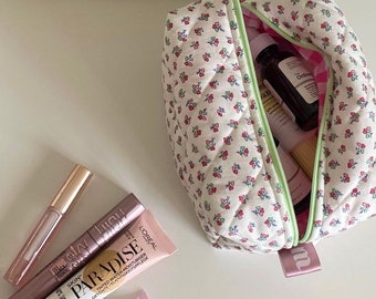 Cosmetic/makeup bag in loveheart print, skincare bag, gifts for her