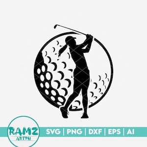 Arquivo SVG de golfe Silhouette Girl - Golf svg, golfing svg, golfista svg, golf mom svg, silhueta, png, arquivo de corte, clipart