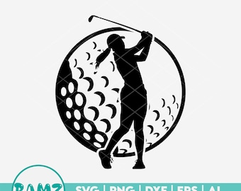 Plik Golf SVG Sylwetka dziewczyny - Golf SVG, golfing SVG, golfista SVG, golfistka SVG, golfowa mama SVG, sylwetka, png, plik do cięcia, clipart