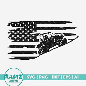 Off road SVG file Us flag - atv svg, 4 wheeler svg, mud riding svg, silhouette, png, cut file, dxf, cricut