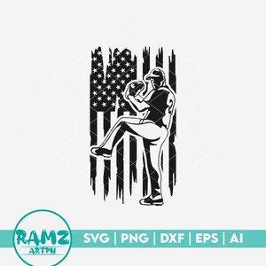 May include: Silhouette of a baseball player pitching with a distressed American flag background.