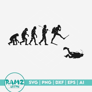 Scuba SVG file Evolution - scuba diving svg, diver svg, snorkeling svg, scuba diver svg, silhouette, png, cut file, clipart