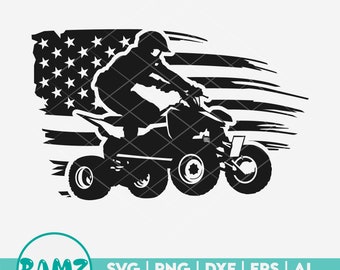 ATV Svg file Us flag - atv svg, 4 wheeler svg, mud riding svg, atv rider svg, off road svg, quad svg, png, silhouette