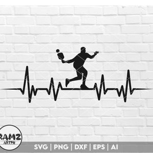Pickleball SVG fichier heartbeat - pickleball png, silhouette de pickleball, clipart, fichier de coupe, téléchargement numérique