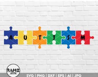 Rompecabezas de autismo svg, Autismo svg, pieza de rompecabezas svg, conciencia de autismo svg, svg Archivos para Cricut Silhouette svg jpg png dxf