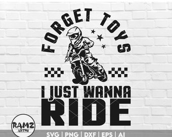 Motocross SVG Datei forget toys just ride - motocross svg, motorrad svg, dirt bike svg, racing svg, silhouette, png, cut file