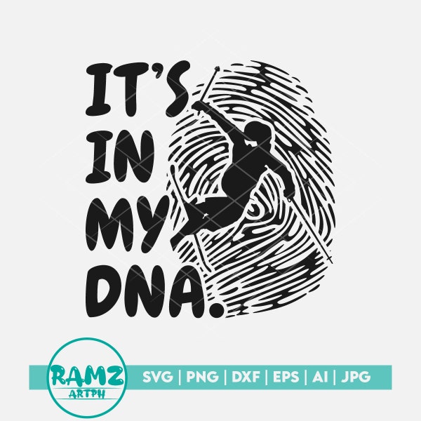 Ski SVG file It's in my dna - ski svg, skiing svg, winter svg, winter sport svg, finger print svg, dxf, eps, png