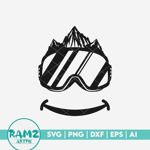 Snowboard SVG Datei Smile - snowboarding svg, snowboard svg, snow goggles svg, snow mountain svg, silhouette, png, file for cricut