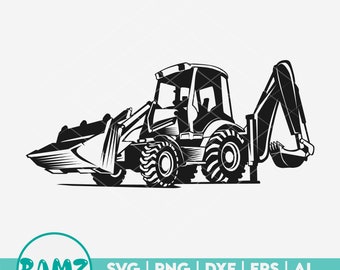 backhoe SVG file silhouette - excavator svg, backhoe loader svg, heavy equipment svg, silhouette, clipart, png, cut file