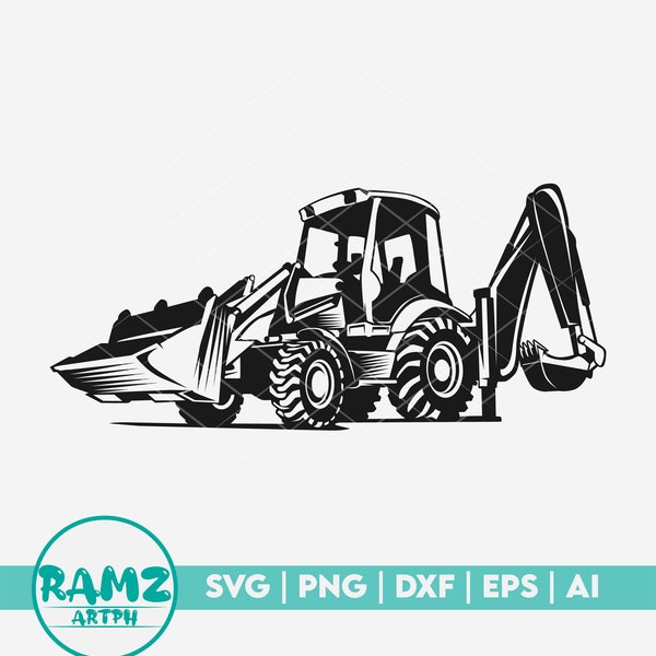 backhoe SVG file silhouette - excavator svg, backhoe loader svg, heavy equipment svg, silhouette, clipart, png, cut file
