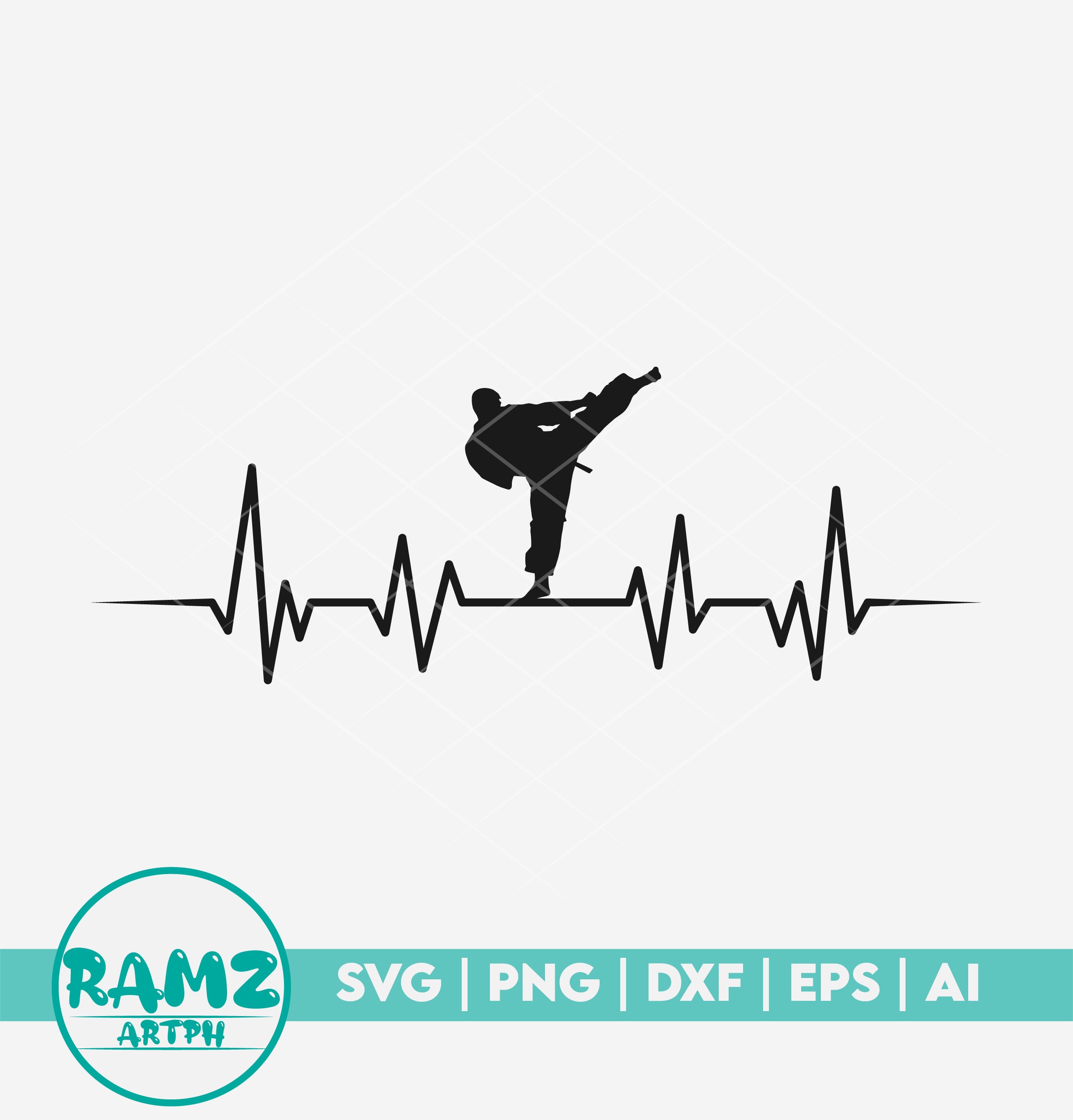 Karate SVG file Heartbeat - karate svg, martial arts svg, fighting svg, eps, dxf, png, cut file, cricut