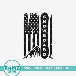 Snowboard SVG Datei US Flag Mountain and board - Snowboard svg, snowboard svg, silhouette, png, cut file