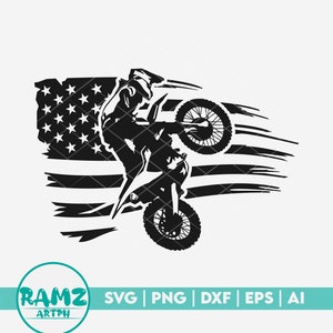 Motocross SVG file Us flag - motocross svg, motorcycle svg, dirt bike svg, racing svg, silhouette, png, cut file