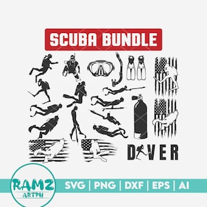 Scuba SVG file Bundle - scuba svg, scuba diving svg, diving svg, diver svg, snorkeling svg, silhouette, png, cut file
