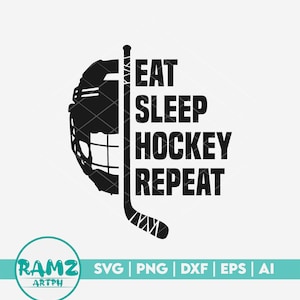 Hockey SVG file eat sleep hockey repeat - hockey svg, hockey stick svg, ice hockey svg, ice hockey helmet svg, png, cut file