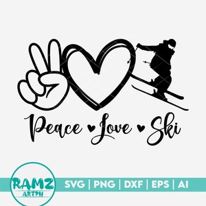 Ski SVG Datei Peace love ski - ski svg, ski svg, ski clipart, winter svg, love svg, peace svg, silhouette, png, cut file
