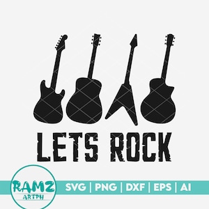 Guitar SVG file Lets rock - Electric guitar svg, acoustic guitar, classic guitar svg, silhouette, png, cut file, clipart