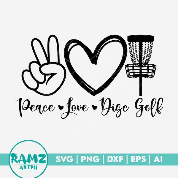 Disc golf SVG file Peace love disc golf - disc golf svg, frisbee svg, sports svg, silhouette, png, cut file