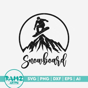 Snowboard SVG Datei Mountain - snowboarding svg, snowboard svg, winter svg, snow mountain svg, silhouette, png, cut file