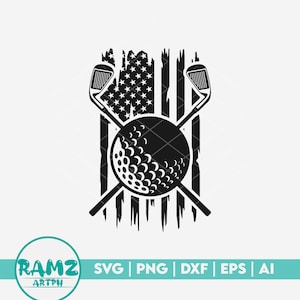 Golf SVG file golf club and ball US flag - golf svg, golfing svg, golfer svg, golf club svg, cut file, png