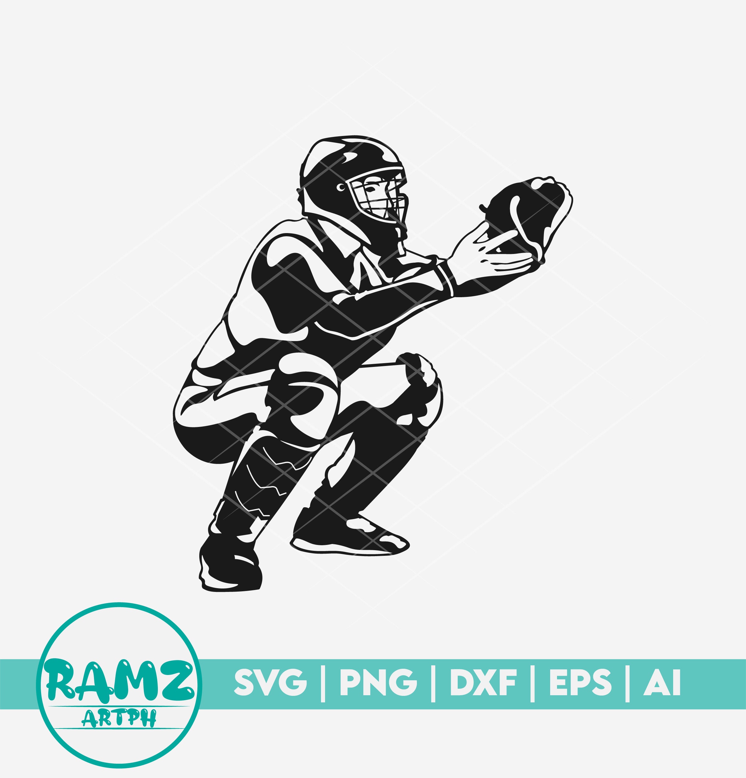 Baseball SVG File Catcher Silhouette Baseball Svg Softball Etsy