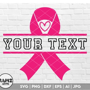 Ribbon your text svg, Cancer Ribbon SVG, Awareness Ribbon SVG, breast cancer ribbon svg, Files for Cricut Silhouette svg jpg png dxf