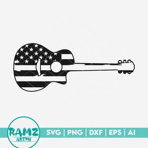 Guitar SVG Us flag - guitar svg, acoustic guitar svg, dxf, eps, cricut, png, clipart
