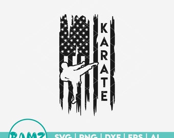 Karate SVG file Us flag- karate svg, martial arts svg, fighting svg, eps, dxf, png, cut file, cricut