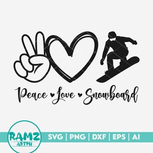Snowboard SVG Datei Peace love snowboard - snowboard svg, snowboard svg, winter svg, love peace svg, silhouette, cut file, png