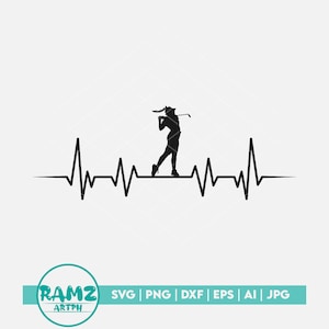 Golf SVG file Mom heartbeat - golf svg, golfing svg, golfer svg, golf mom svg, dxf, eps, cut file, png