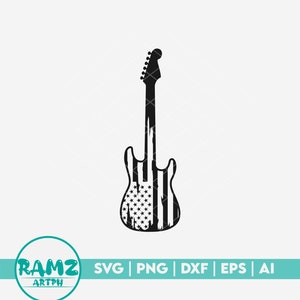 Electric Guitar SVG file USA flag - guitar svg, electric guitar svg, rock and roll svg, music svg, silhouette, cut file, png, clipart