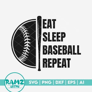 Baseball SVG file Eat sleep baseball repeat - baseball svg, baseball bat svg, ball svg, sihouette, png, cut file