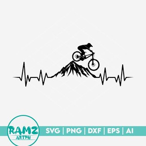 Mtb SVG Datei Heartbeat - Mountainbike svg, mtb svg, biker svg, downhill svg, silhouette, png, cut file