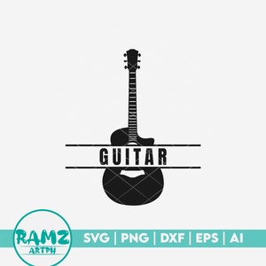 Guitar SVG file Monogram - guitar svg, guitar silhouette, acoustic guitar svg, guitar vector, dxf, eps, cut file, png