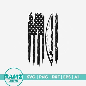 Fishing SVG file Us file with Fishing rod - fishing svg, fisherman svg, fish svg, silhouette, png, cut file