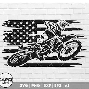 Motocross SVG bestand USA vlag - motorcross svg, motorfiets svg, crossmotor svg, race svg, silhouet, png, cut file