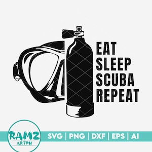 Scuba SVG file Eat sleep scuba repeat - scuba diving svg, diver svg, snorkeling svg, scuba diver svg, silhouette, png, cut file