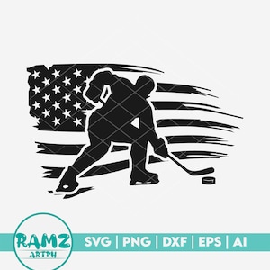 Hockey SVG file  USA flag - hockey svg, us flag svg, patriotic svg, silhouette, png, cut file