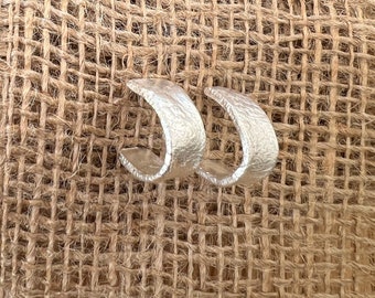 Wide open hoop silver earrings, Christmas gift for her