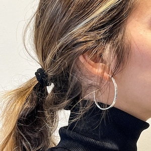 Sterling silver hammered hoop earrings, handmade hoops, hammered hoops, sterling silver hoop earrings, Minimalist Earrings