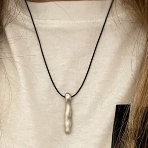 Handmade Sterling Silver Amorphic Pendant: Sculpted Necklace Charm with Chain, Unique & Stylish Jewelry for Everyday and Special Occasions