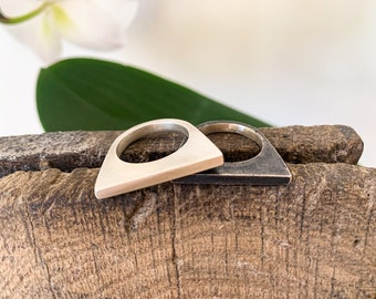 Anillos de plata de ley oxidada: anillos blancos y negros hechos a mano