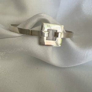 Square frame bangle bracelet, Silver bracelet, Silver bangle,