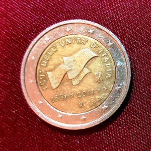 Coin 2 Euro Italy 2011 150th Anniversary of the Unification of Italy BB+ Circulated - Italy Commemorative Coin 2 Euro 2011 150th Anniversary Italy Fine
