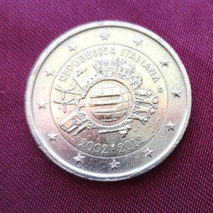 Italian Commemorative Coin 2 Euro 2012 10 years of the Euro BB+/SPL - Italian Commemorative Coin 2 Euro 2012 10 years of the Euro Fine
