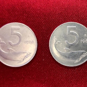 Italy Coins Couple 5 Lire 1988 Very Fine Circulated 37th Anniversary - Italy Coin Couple 5 lire 1988 Very Fine Circulated 37th Anniversary